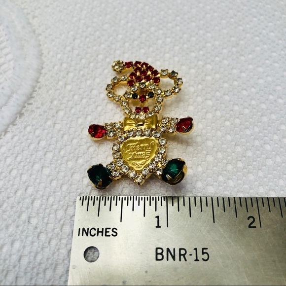 Christmas Brooch Bundle FIVE Gold Red Green Bell Tree Holiday Pins - Picture 6 of 11